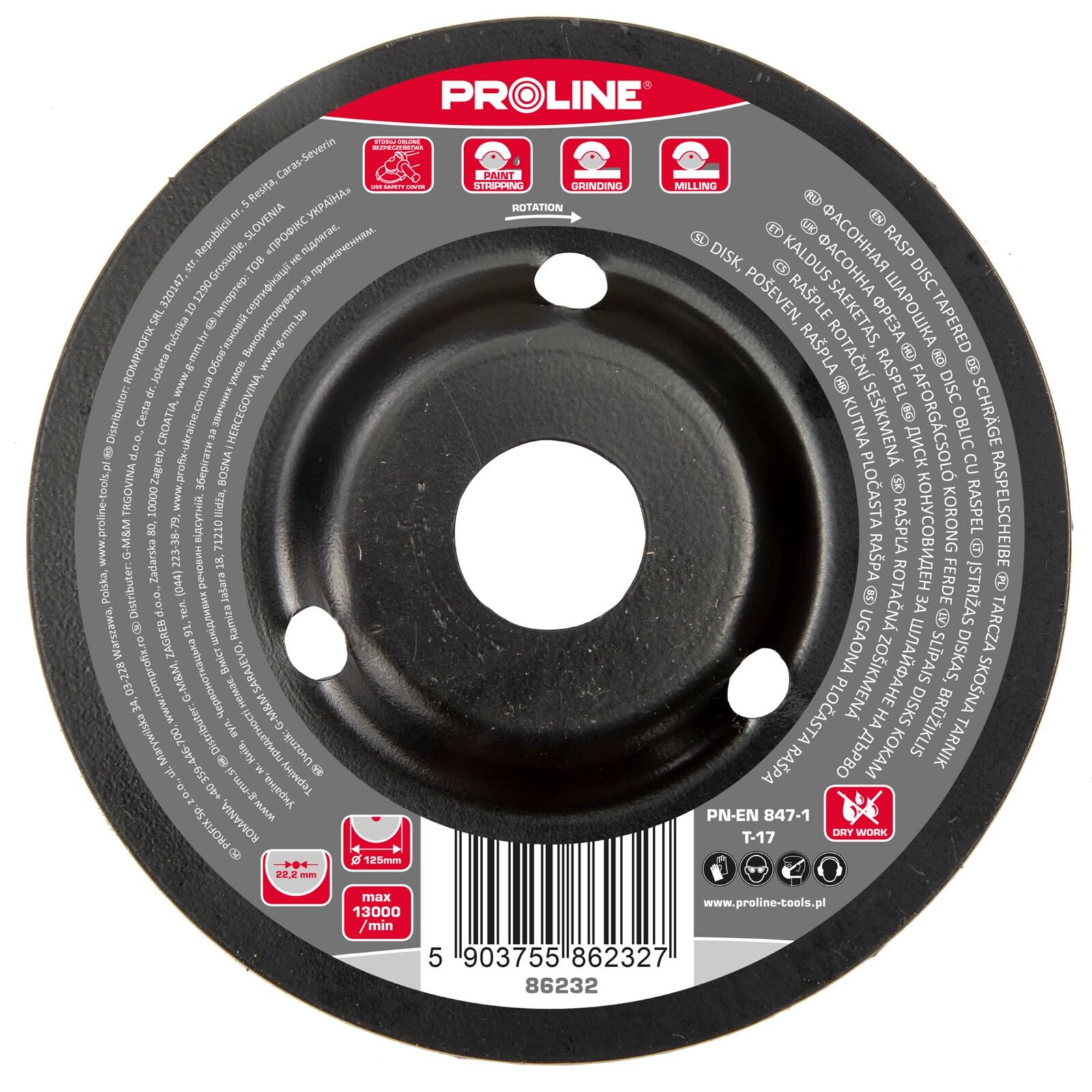 PROLINE TOOLS Raspskiva B 125 mm, Proline