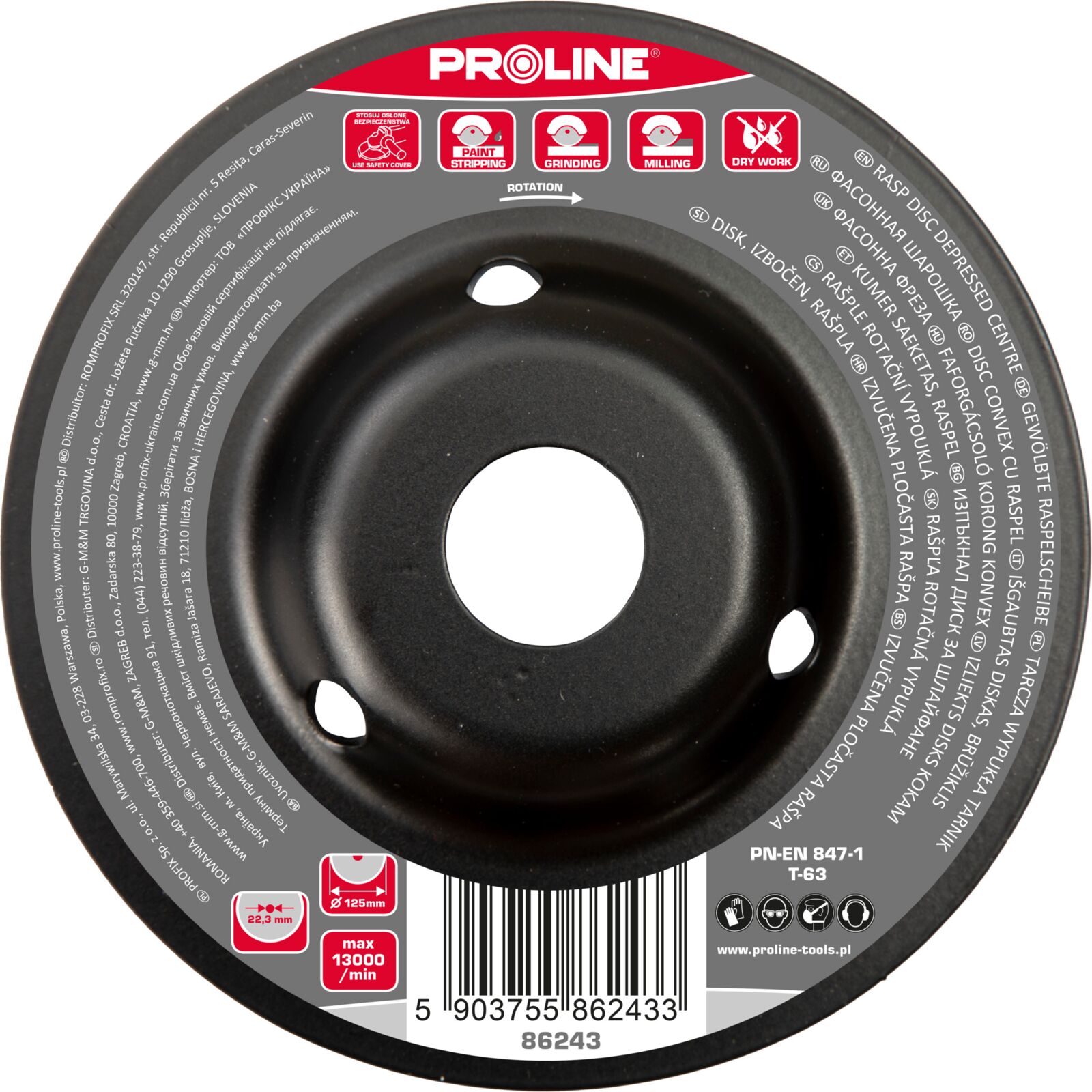 PROLINE TOOLS Raspskiva B 125 mm, Proline