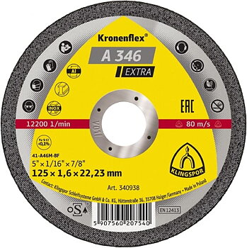 Kapskiva för metall 10st 125 x 1.6 x 22 Kroneflex A346, Klingspor