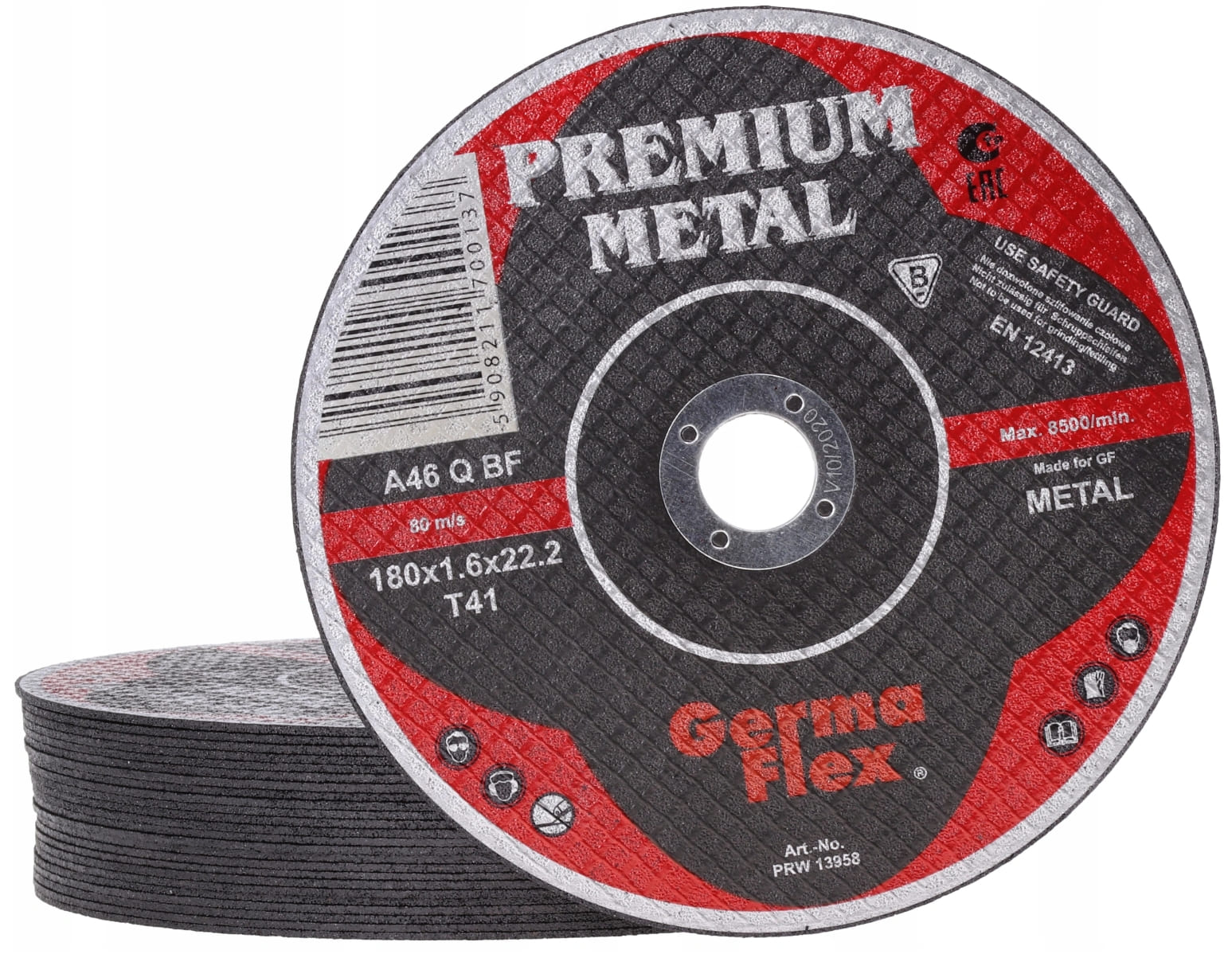 Kapskiva för metall 10st 180 x 1.6 x 22, T41 (8500rpm), Germa Flex