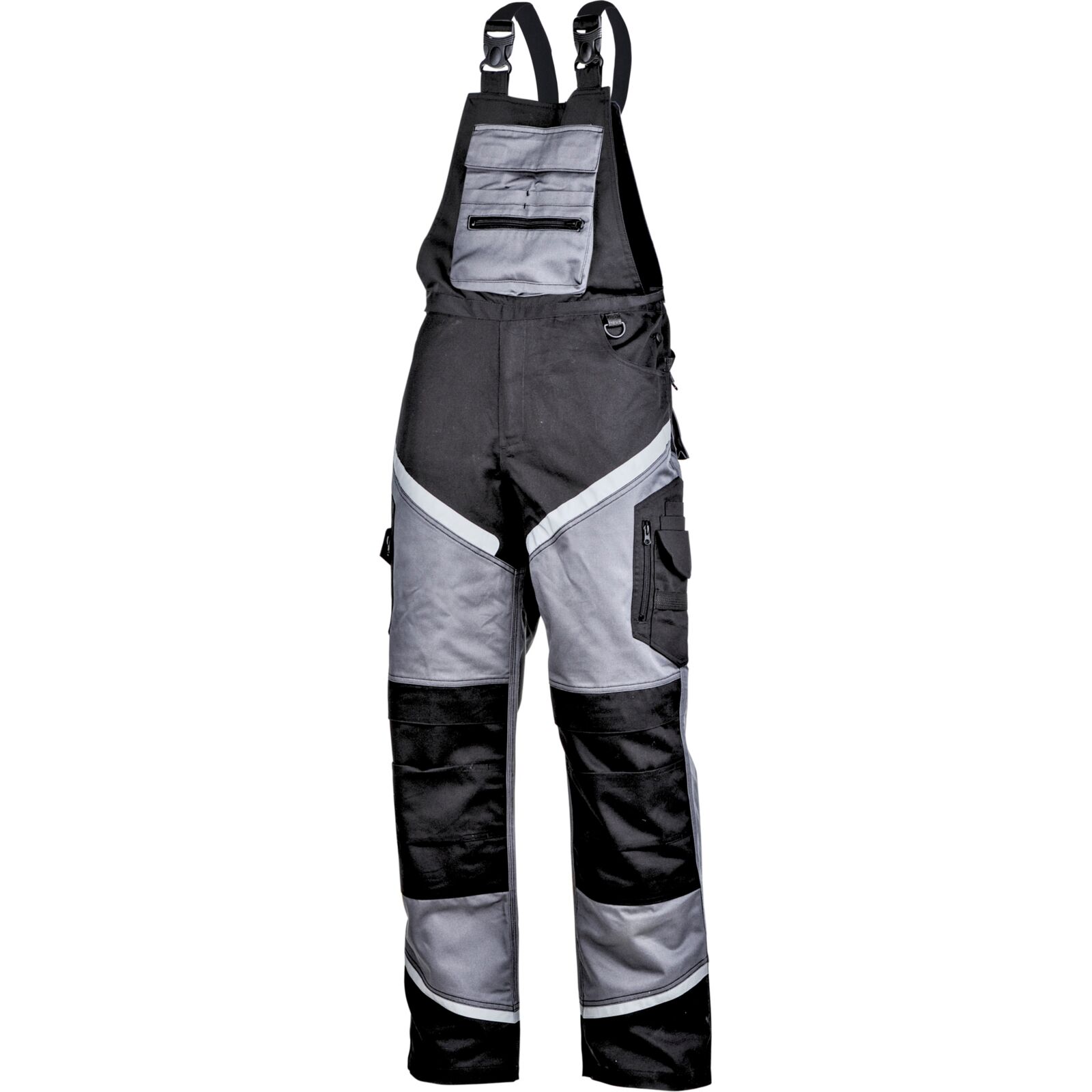 LahtiPro Bib Pants with Refl. Stripes, Black-Grey, S, CE, LAHTI (Storlek : S)