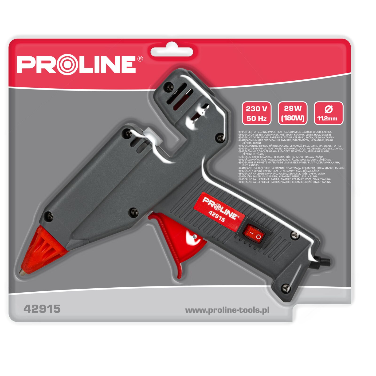 PROLINE TOOLS Lim pistol 11, 2 mm med strömbrytare 28W, CE, GS, Proline - 5