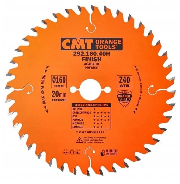 Sågklinga 160 x 2.2 x 20 mm 40t PTFE, HM CMT Orange Tools 292.160.40H