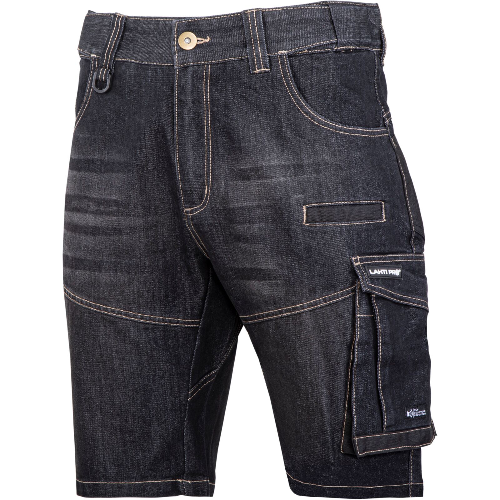 LahtiPro Jeans Shorts, Black, Stretch, Reinforcements, S, CE, LAHTI (Storlek : M)
