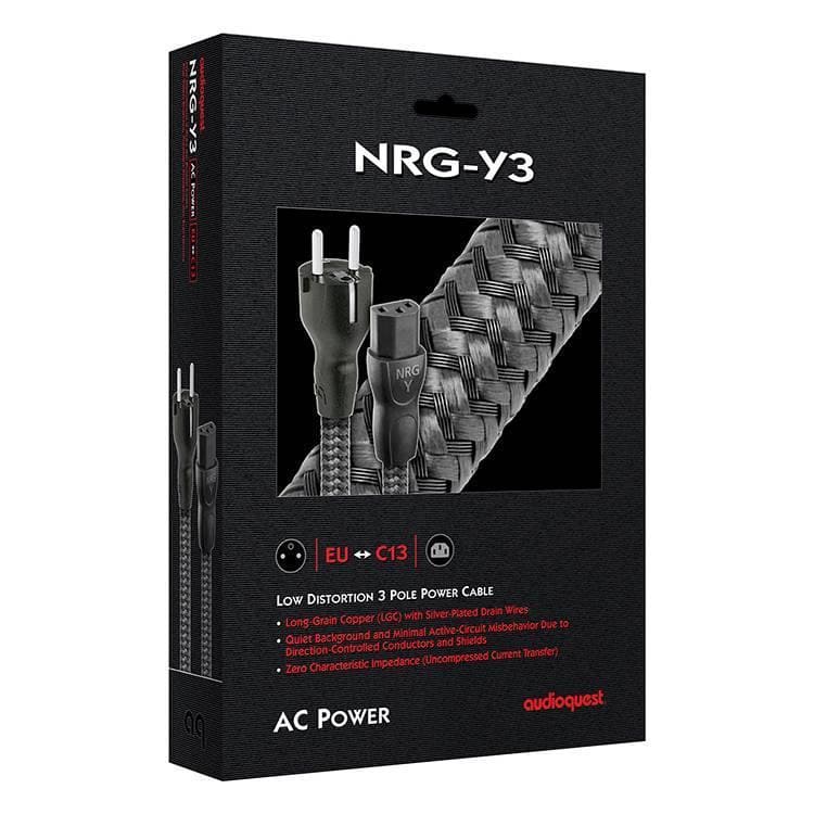 NRG-Y3 Nätkabel 2m 230V Schuko IEC, för Hi-Fi, AudioQuest - 3