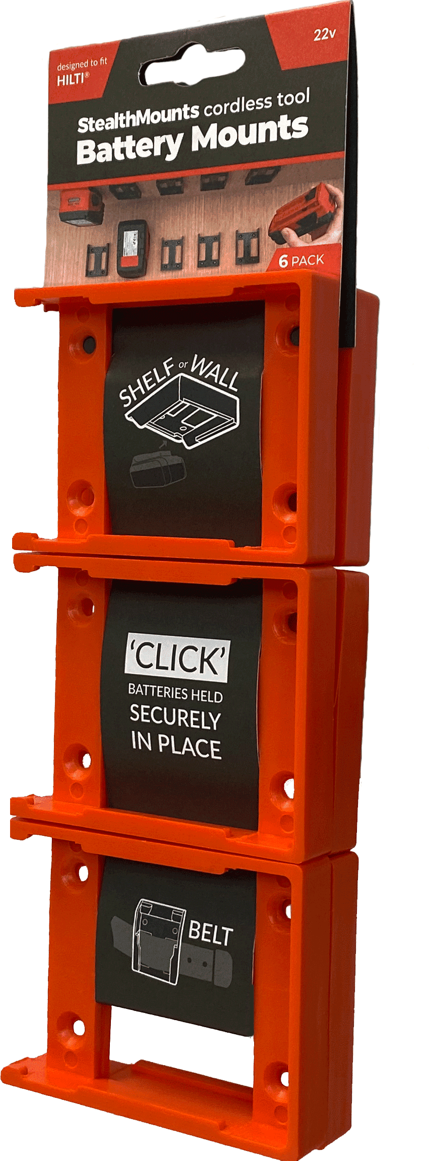 Stealth Mounts Batterihållare 6 st. för Hilti 22v, STEALTHMOUNTS - 3