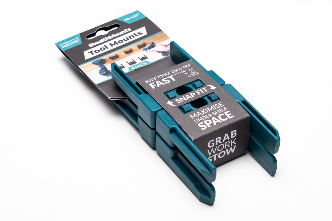 Stealth Mounts Maskinfästen 4-pack för Makita 18V LXT ABS Snap-Fit Väggmontage, StealthMounts - 12