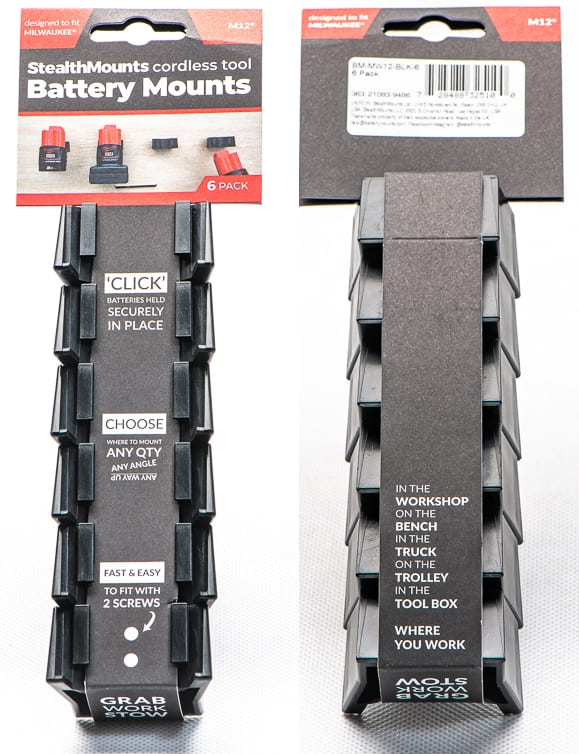 Stealth Mounts Batterihållare 6 st. för MILWAUKEE M12 elverktyg, verktygsfästen, STEALTHMOUNTS - 2
