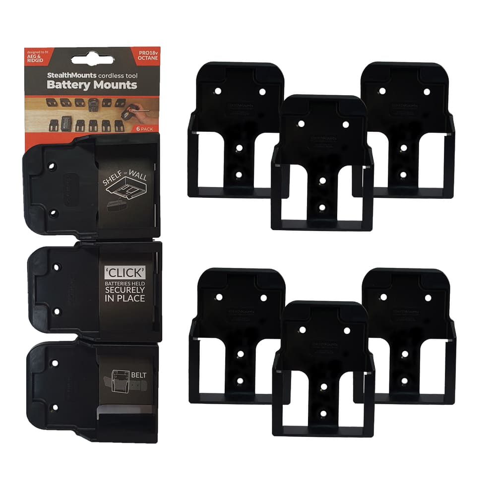 Stealth Mounts Batterifästen 6 st. för AEG & RIDGID 18v, STEALTHMOUNTS