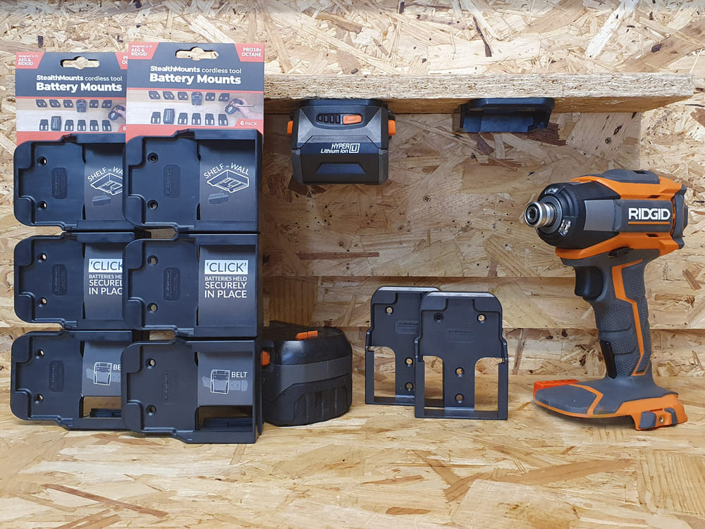 Stealth Mounts Batterifästen 6 st. för AEG & RIDGID 18v, STEALTHMOUNTS - 3