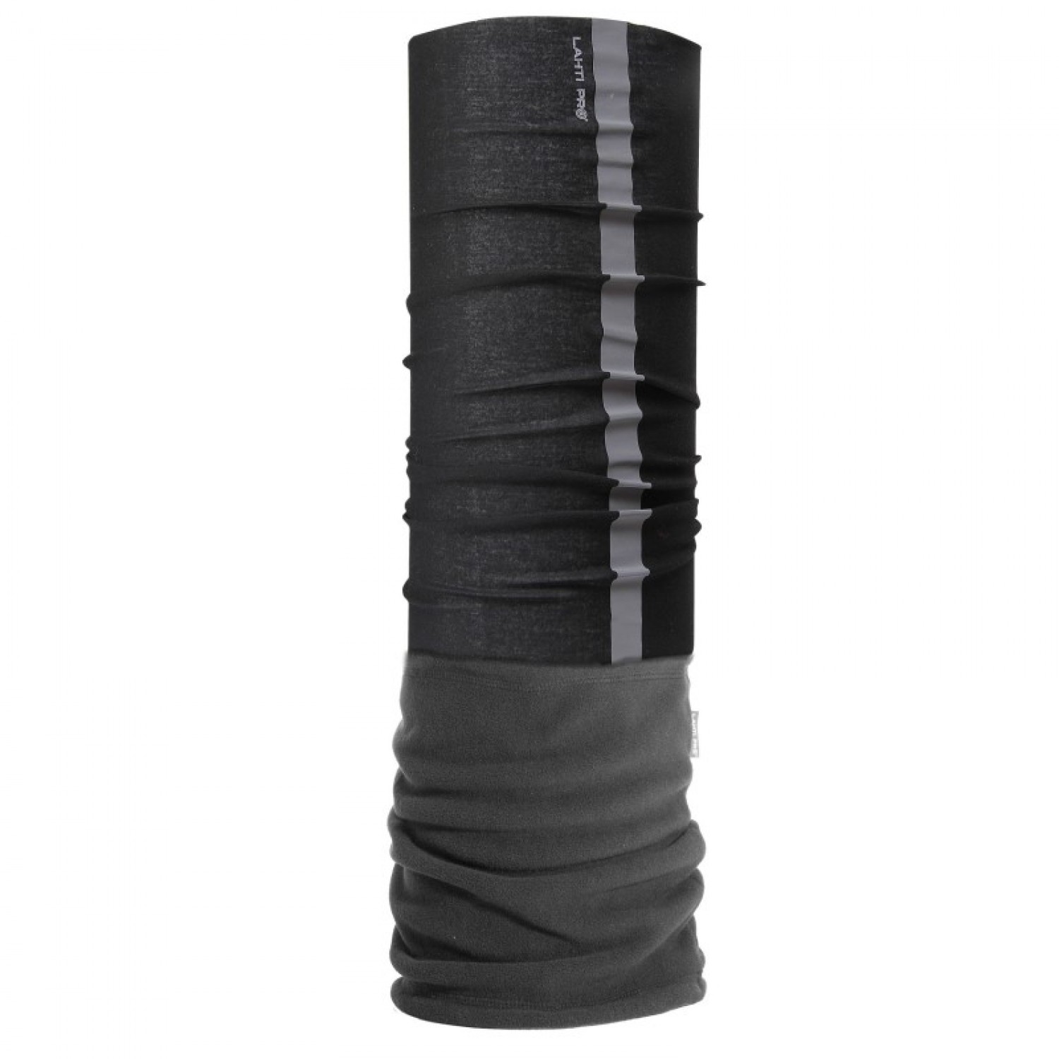LahtiPro Universal huvudduk / ansiktsmask med reflex och varm fleece, svart-grå