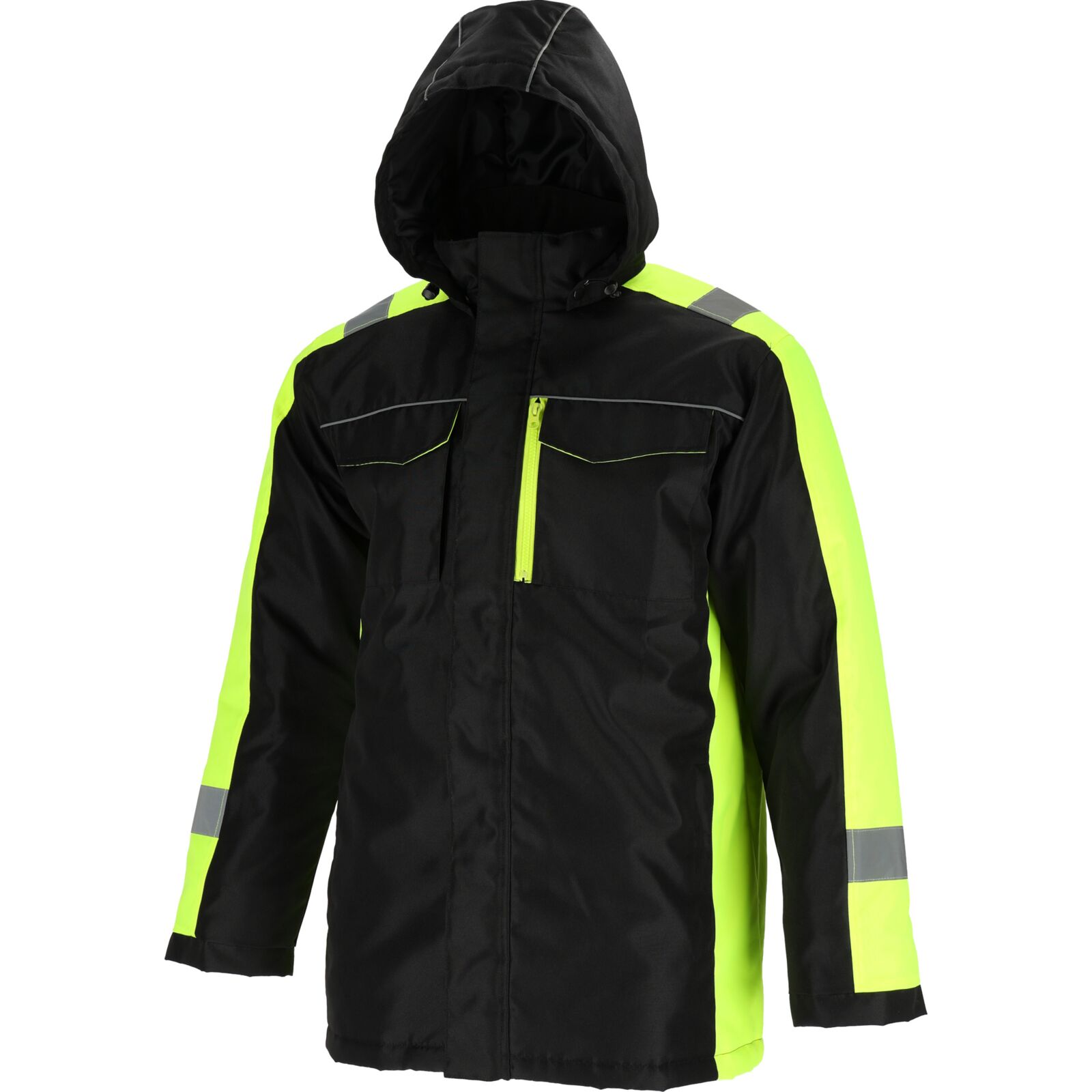 LahtiPro Coat Padded with Hood, Black-Yellow, S, CE, LAHTI (Storlek : L)