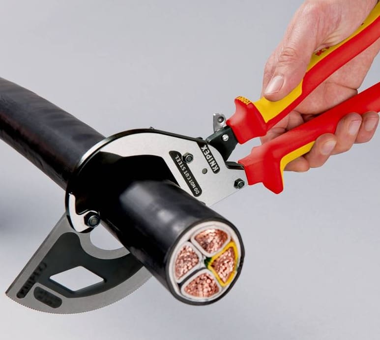 Wiresax, kabelsax spärrmekanism, treväxlad, för kapning av kablar och linor upp till 2 cm, KNIPEX - 3