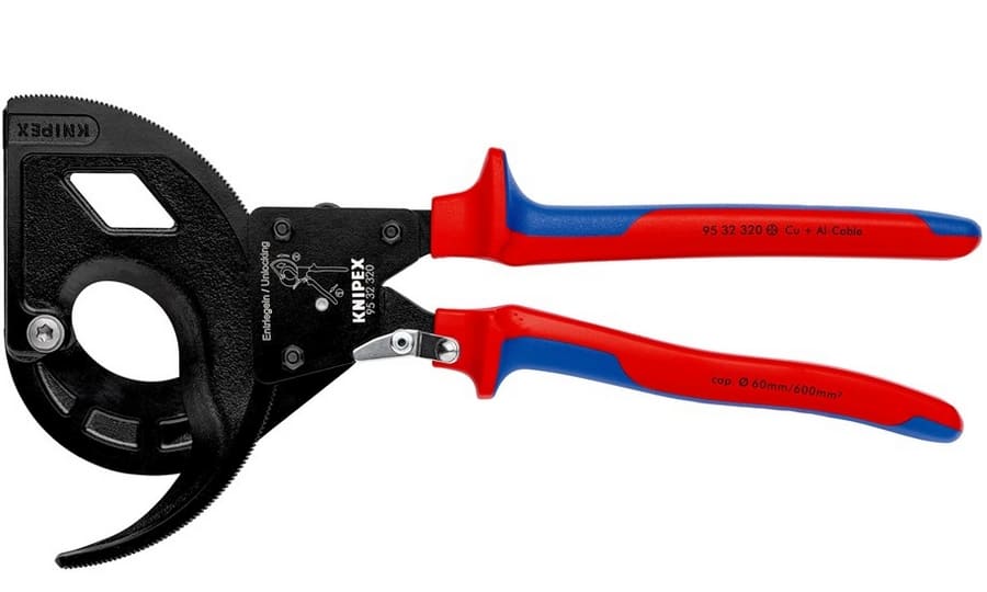 Wiresax, kabelsax spärrmekanism, treväxlad, för kapning av kablar och linor upp till 2 cm, KNIPEX - 2