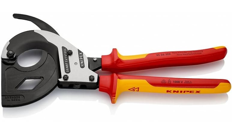 Wiresax, kabelsax spärrmekanism, treväxlad, för kapning av kablar och linor upp till 2 cm, KNIPEX - 4