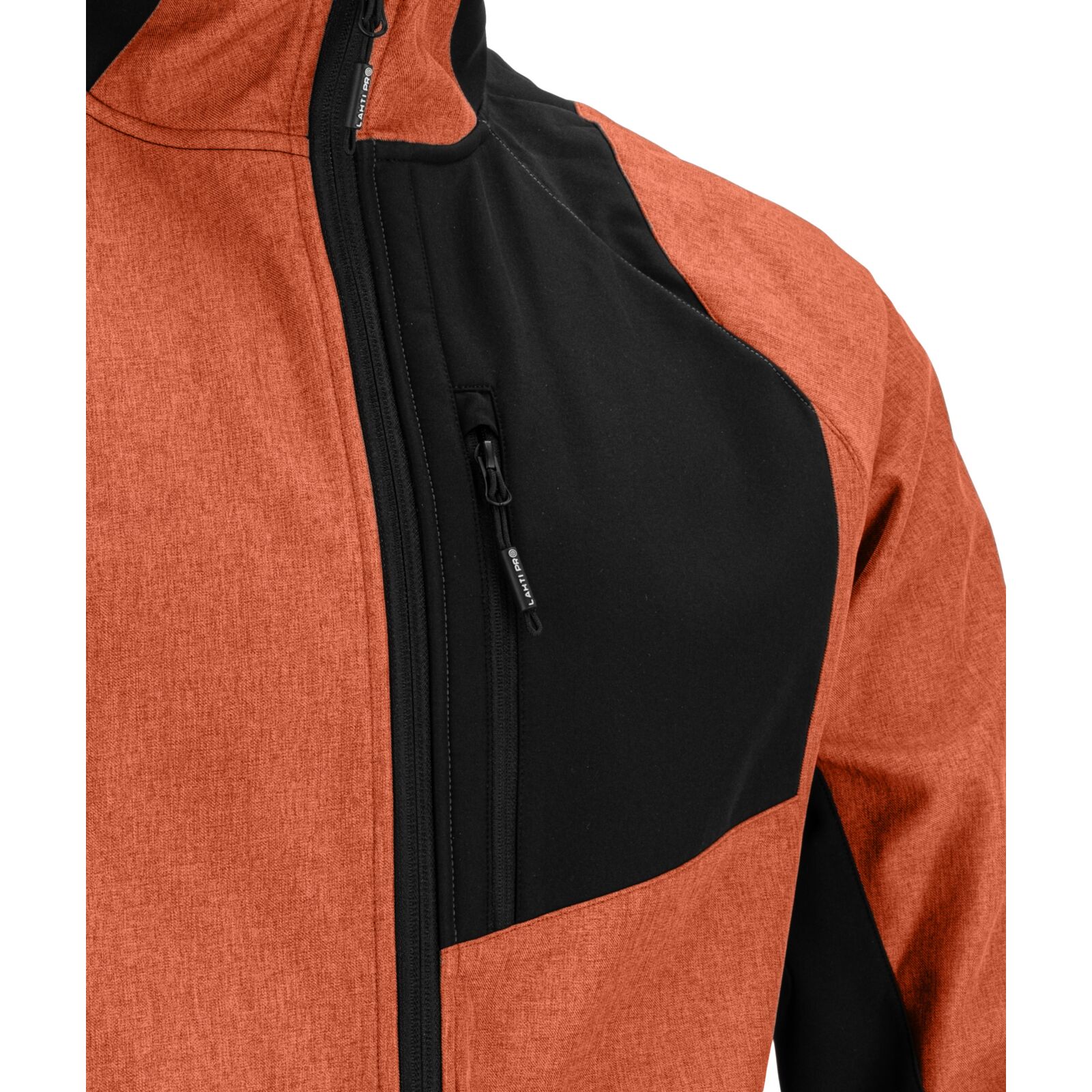 LahtiPro Softshell Jacket, Hood, Brick Red-Black, S, CE, LAHTI (Storlek : S) - 2