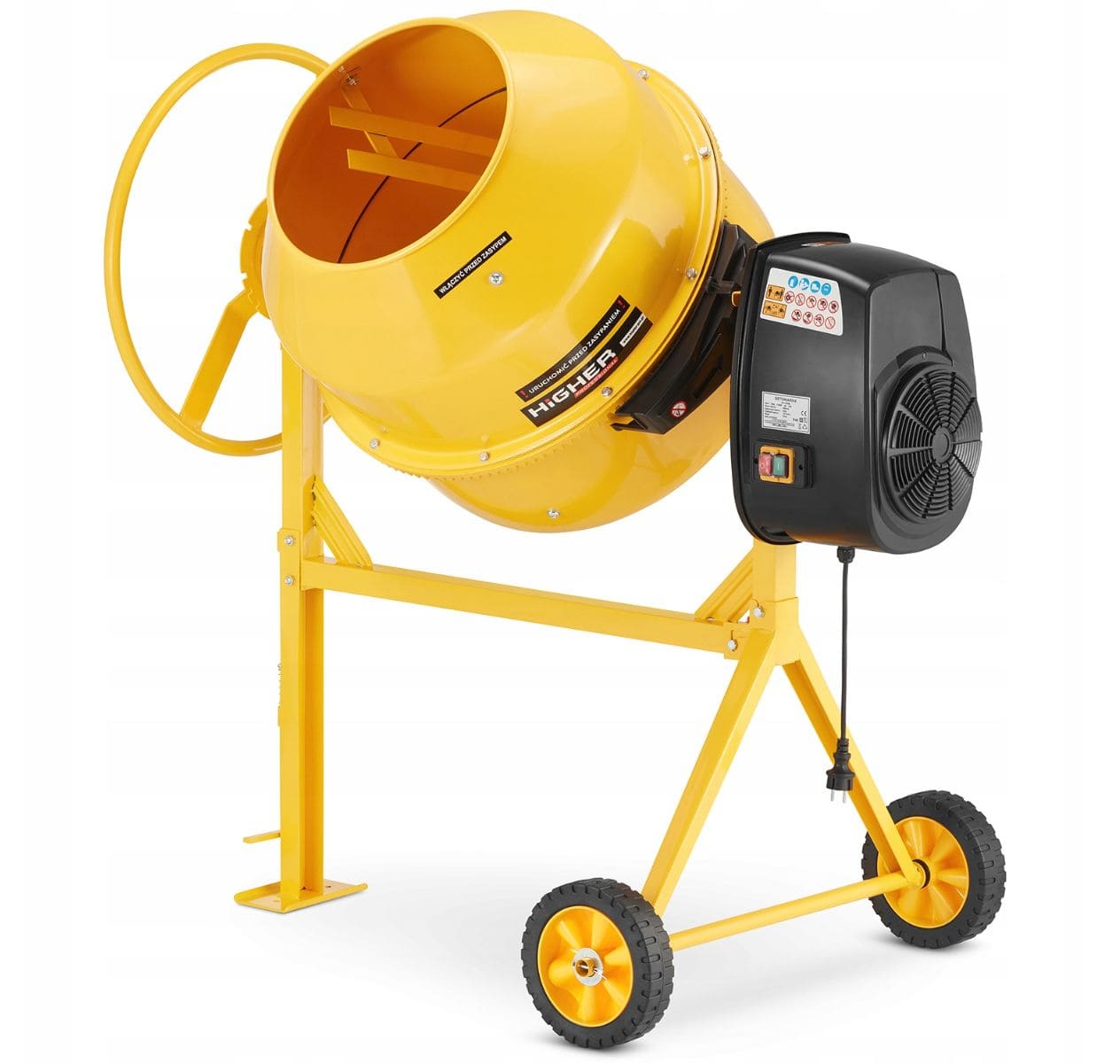 Cementblandare 200L 1500W 230V Betongblandare Gjutjärnskrans med Transporthjul, Higher - 11