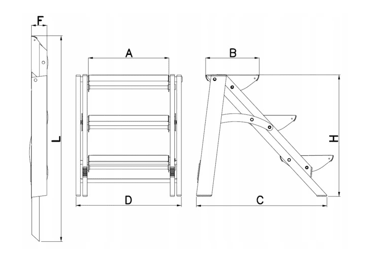 HiGHER Litet stege, pall av aluminium, DRABEX - 3
