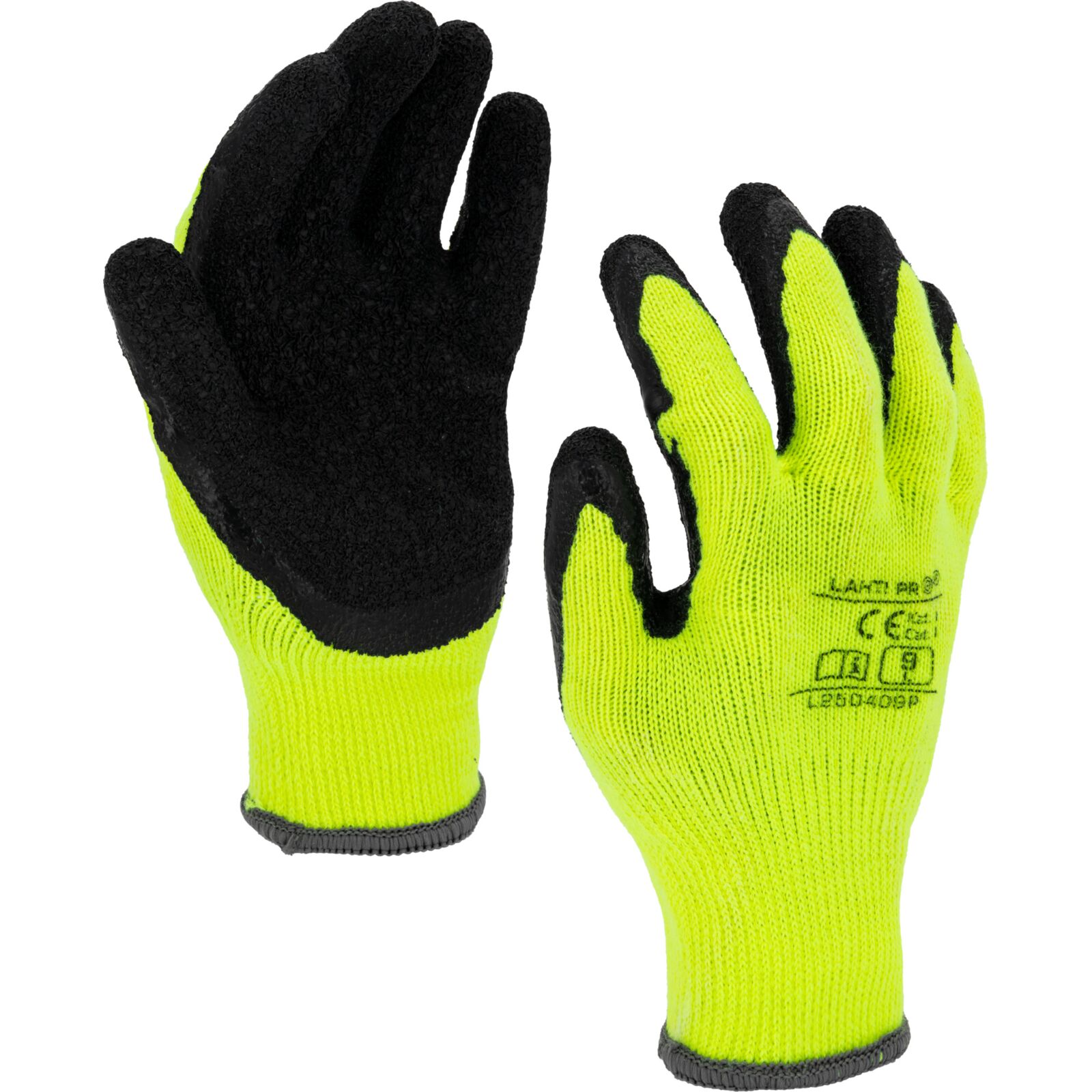 LahtiPro Handskar, Vinter Latexbelagda Vadderade Skyddshandskar, Svart-Gula, CE, LAHTI - 8 [M] Handlängd 18,2cm Omkrets 20,3cm - 7