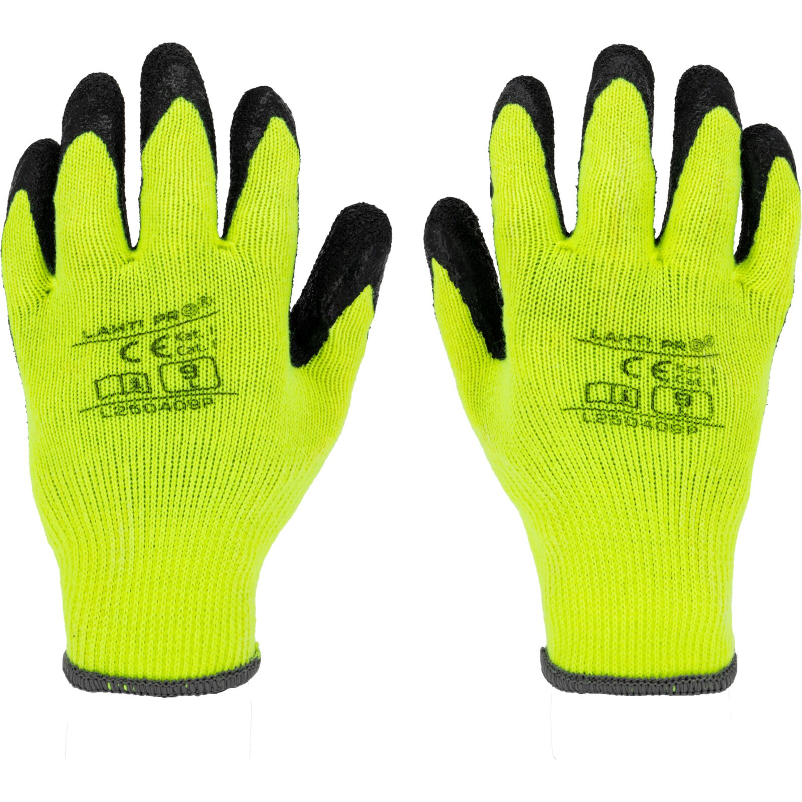 LahtiPro Handskar, Vinter Latexbelagda Vadderade Skyddshandskar, Svart-Gula, CE, LAHTI (Handskestorlek : 10 [XL] Handlängd 20,4cm Omkrets 25,4cm) - 2