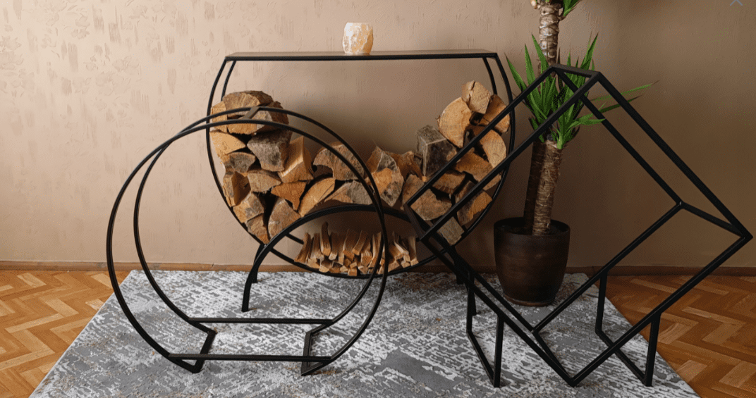 Övriga 3 Vedhylla svart halvrund 96 x 30 x 84 cm, LOFT HQ - 8