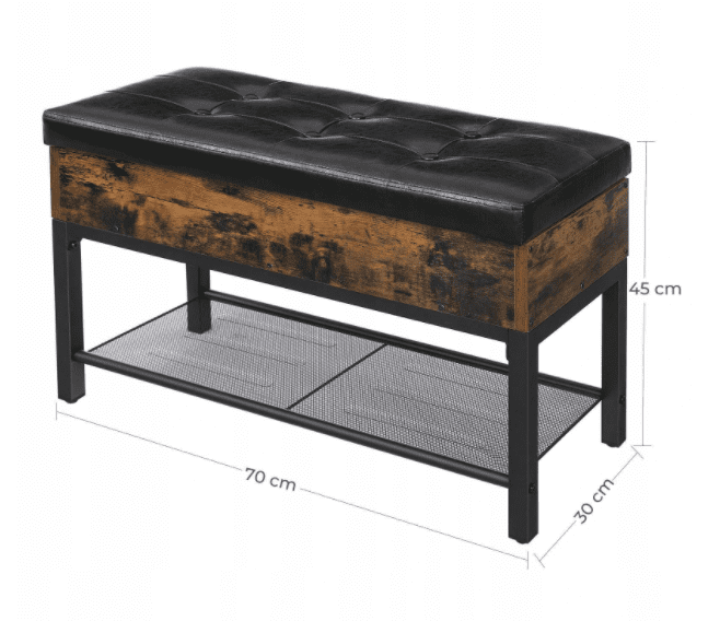 Övriga2 Skohylla med sittbänk, rustik förvaringsbänk, vintage 70 x 30 x 45 cm - 5