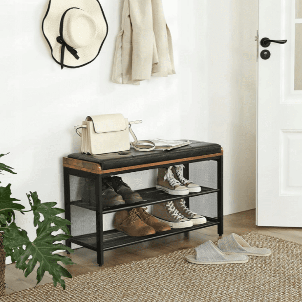 Övriga2 Skohylla med sittbänk, rustik 2st hyllor, vintage 80 x 30 x 48 cm - 2