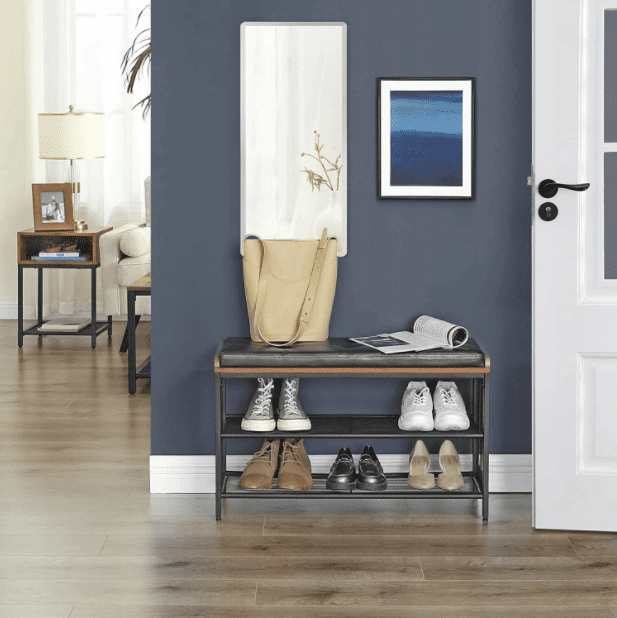 Övriga2 Skohylla med sittbänk, rustik 2st hyllor, vintage 80 x 30 x 48 cm - 3