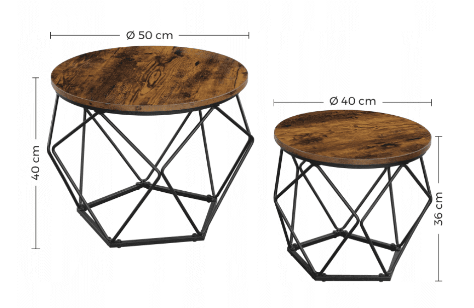 Övriga2 Soffbord 2st runda kaffebord, vintage sidobord 50 cm / 40 cm - 7