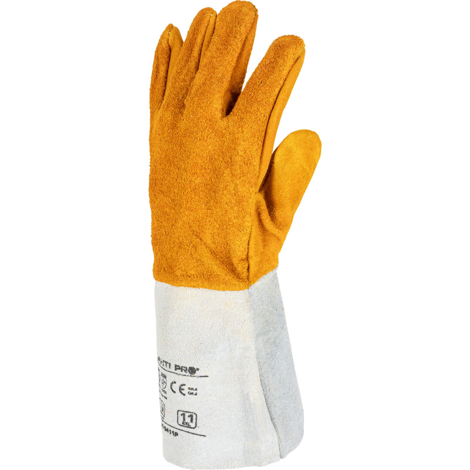 LahtiPro Skyddshandskar för svetsare, st. 11 XL, äkta skinn, 35 cm, brandsäkerhet 4, CE, EN 420, EN 388, EN 407, LAHTI L2704 - 3