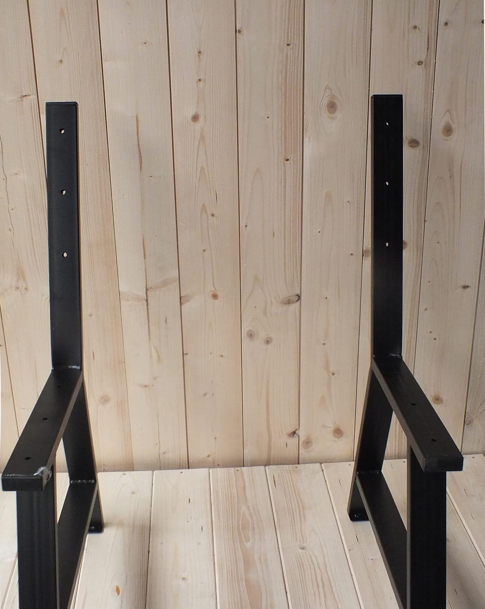 Övriga 3 Stålben till parkbänk, sittbänk, 2st svarta pulverlackade massiva, sitthöjd 44 cm, totalhöjd 85 cm - 6