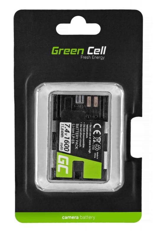 Övriga 3 Batteri motsvarande Canon LP-E6, 1600 mAh, Green Cell - 8