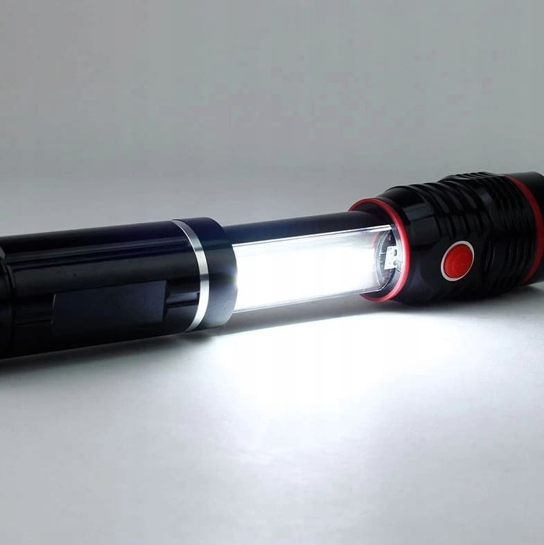 Ficklampa LED COB med magnet 80 LM, batteri, dubbla LED, hopfällbar, Tactical Light - 5