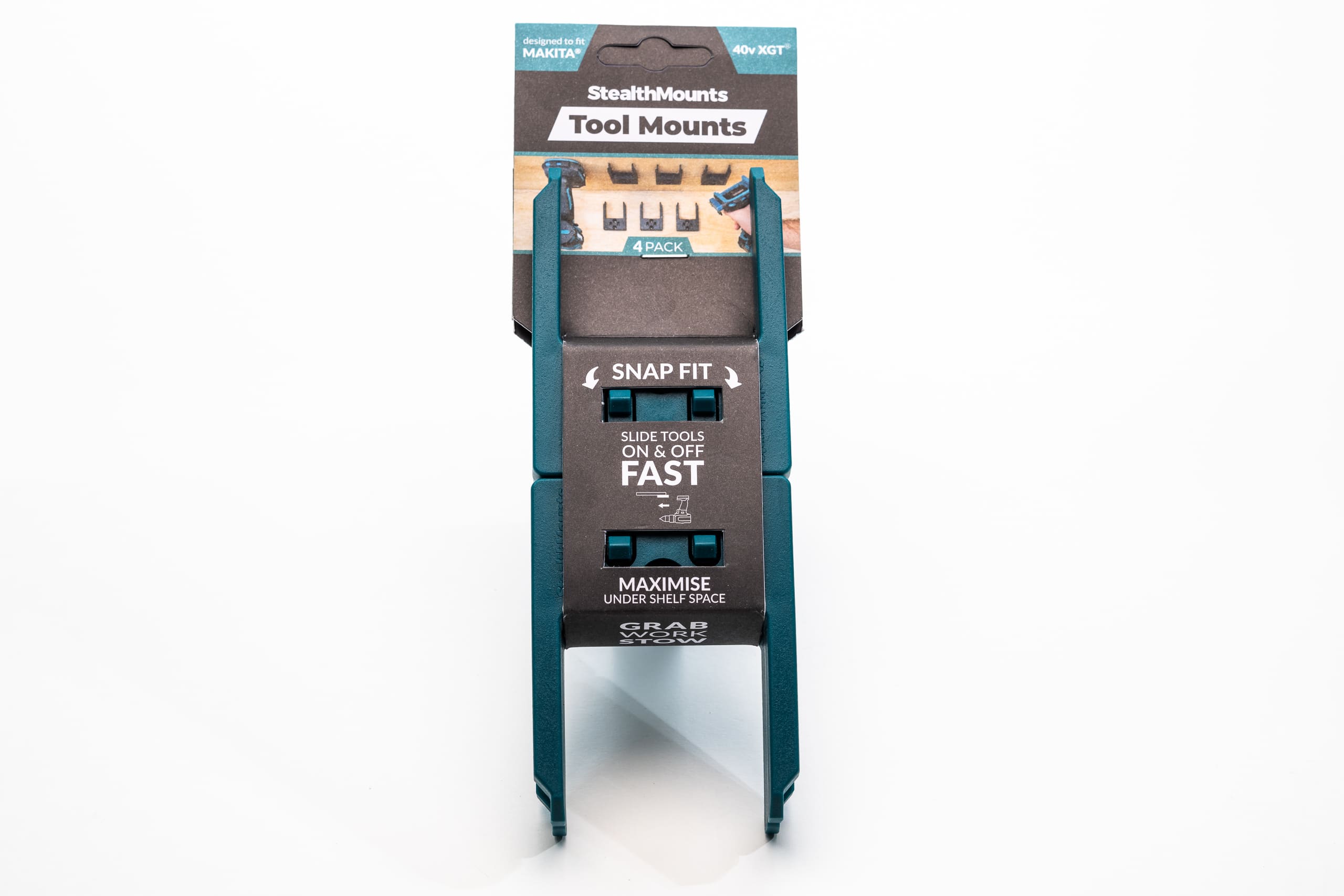 Stealth Mounts Maskinfästen 4-pack för Makita 40V XGT ABS Snap-Fit Väggmontage, StealthMounts - 3