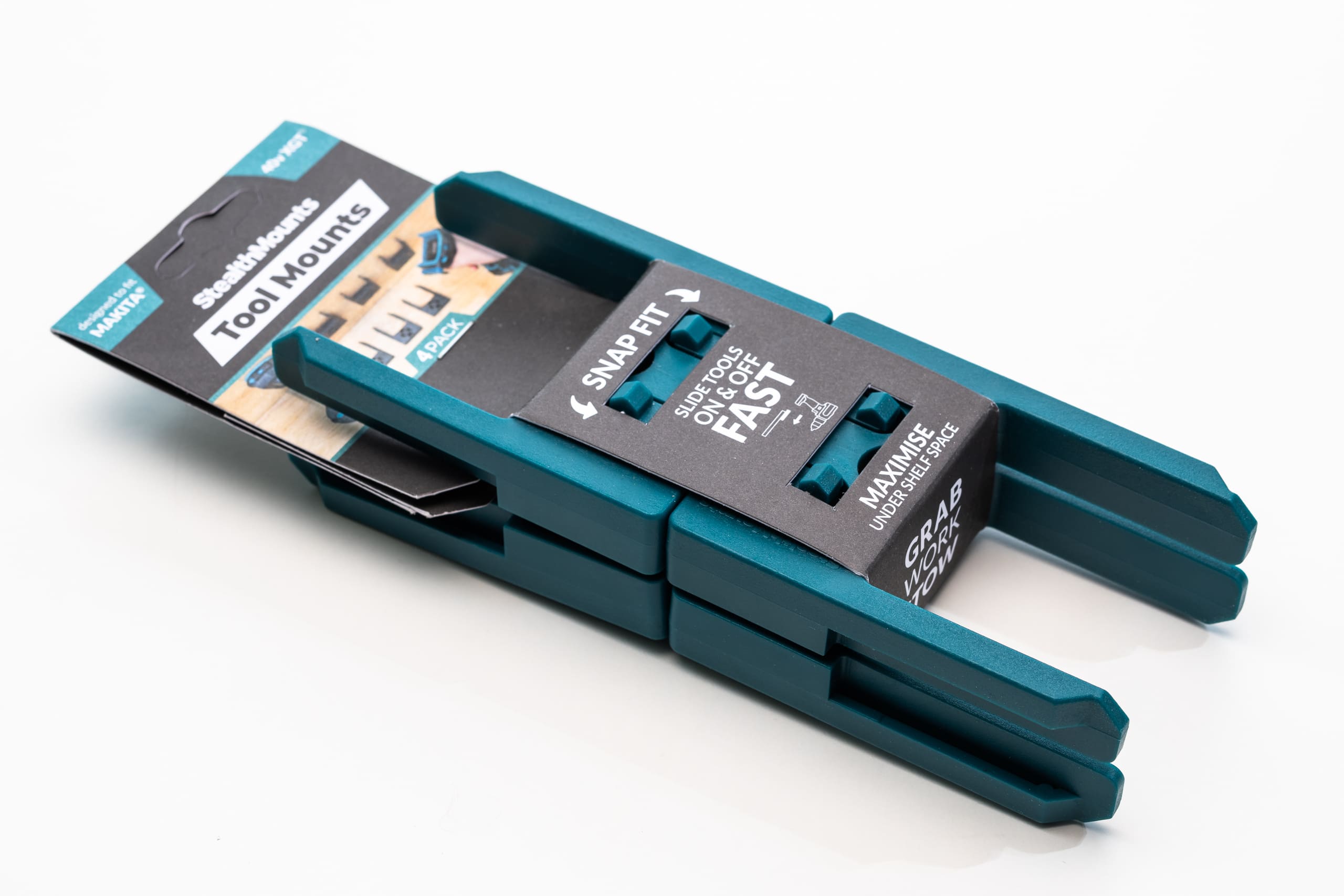 Stealth Mounts Maskinfästen 4-pack för Makita 40V XGT ABS Snap-Fit Väggmontage, StealthMounts