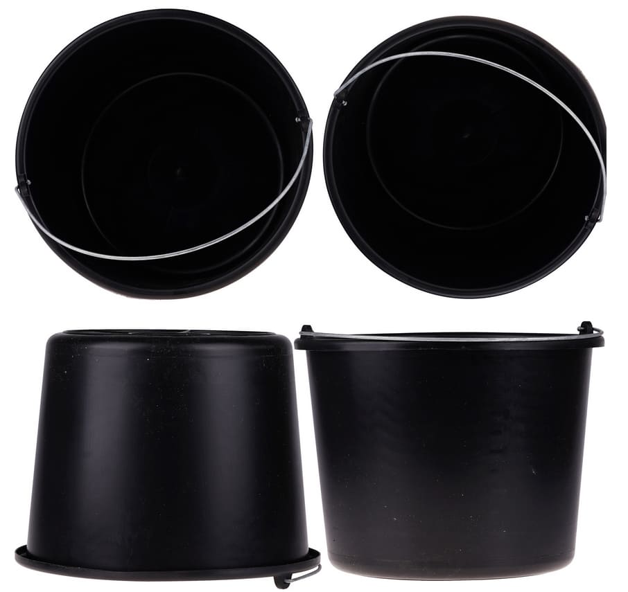 Mäthink 5st, graderad, blandartunna i plast, svart, för vatten till fix, fog, spackel etc (Mängd (Liter) : 16) - 3