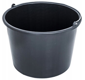 Mäthink 5st, graderad, blandartunna i plast, svart, för vatten till fix, fog, spackel etc (Mängd (Liter) : 16)