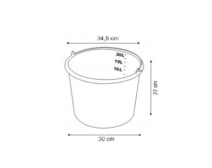 Mäthink 5st, graderad, blandartunna i plast, svart, för vatten till fix, fog, spackel etc (Mängd (Liter) : 12) - 6