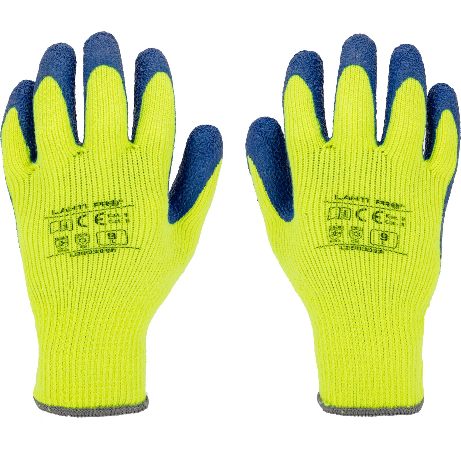LahtiPro Handskar, latex vadderade skyddshandskar, gula, CE, LAHTI (Handskestorlek : 10 [XL] Handlängd 20,4cm Omkrets 25,4cm) - 2