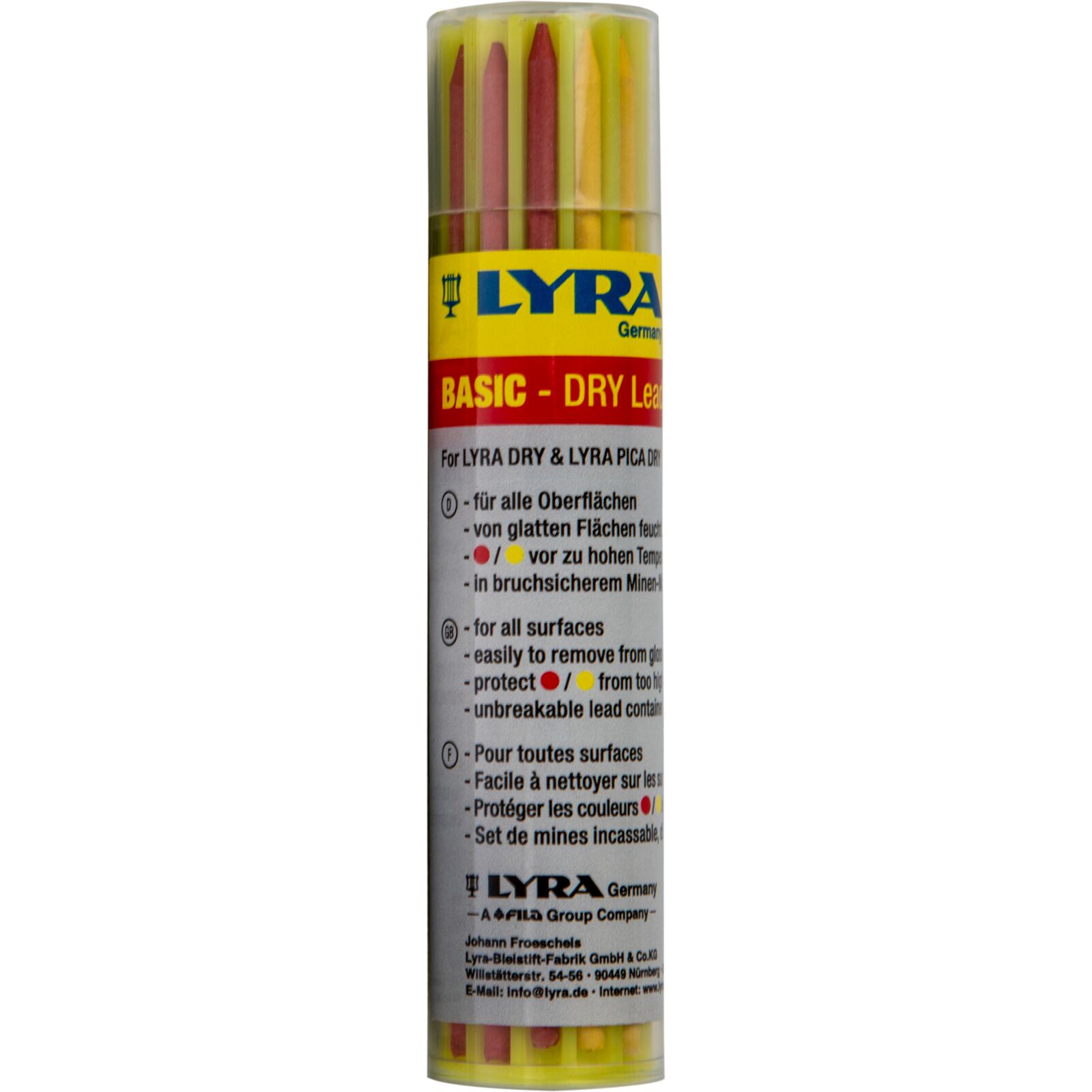 LahtiPro Lyra-Dry Refills set 12 pcs Basic(6*graph, 3*red, 3*yell)