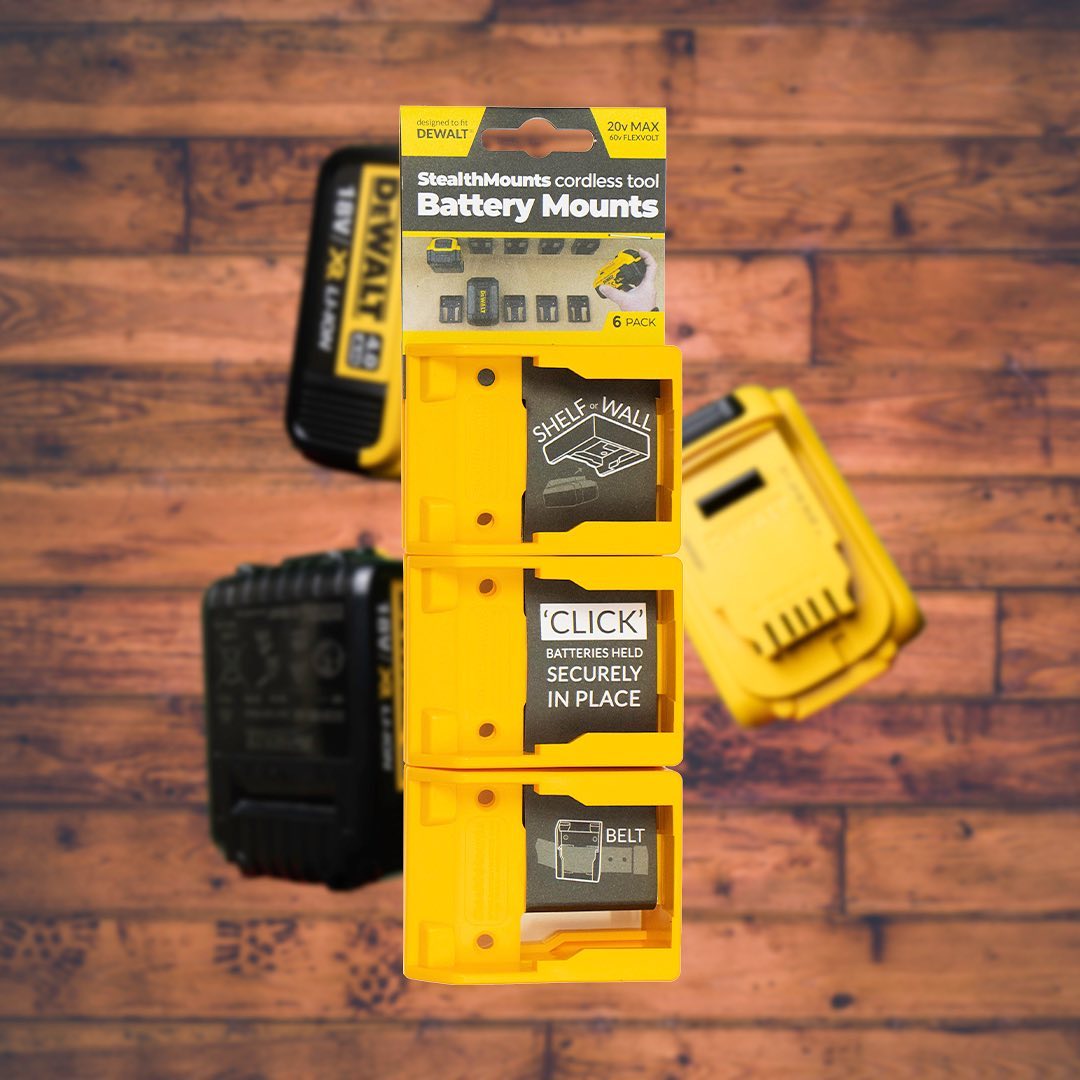 Stealth Mounts Batterihållare 6 st. för DEWALT XR 18v 20v 54v 60v Flexvolt, STEALTHMOUNTS - 12
