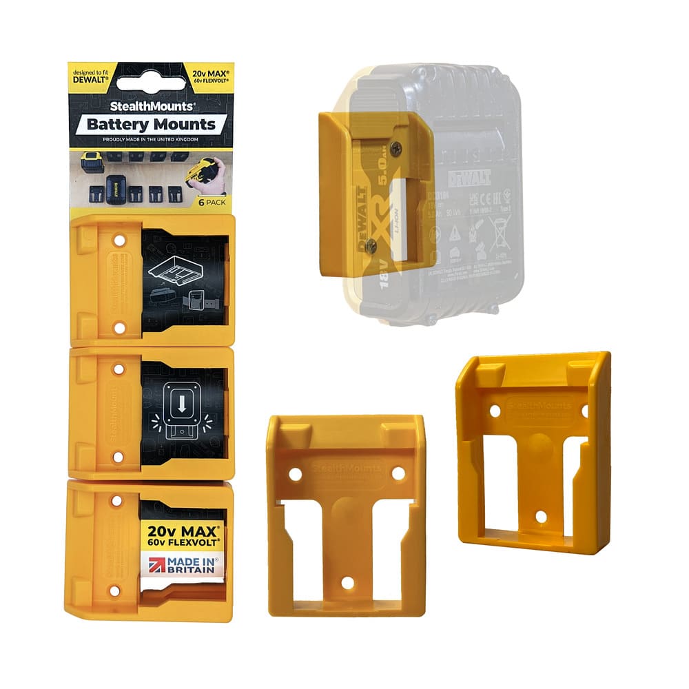 Stealth Mounts Batterihållare 6 st. för DEWALT XR 18v 20v 54v 60v Flexvolt, STEALTHMOUNTS