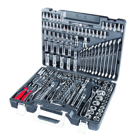 PROLINE TOOLS Hylsnyckelsats 217st, 1/4, 3/8, 1/2, 3.5-32 mm, långa och korta hylsor, U-ringnycklar, CRV, Proline