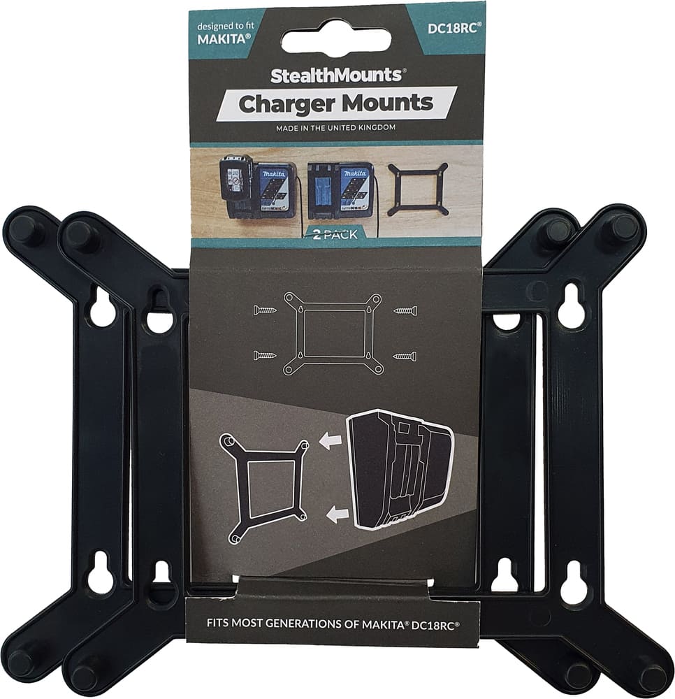 Stealth Mounts Fästen för MAKITA 18v DC18RC laddare, 2 par, STEALTHMOUNTS