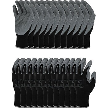 LahtiPro Arbetshandskar 12par LATEX BLACK-GREY, CE, LAHTI (Handskestorlek : 9 [L] Handlängd 19,2cm Omkrets 22,9cm)