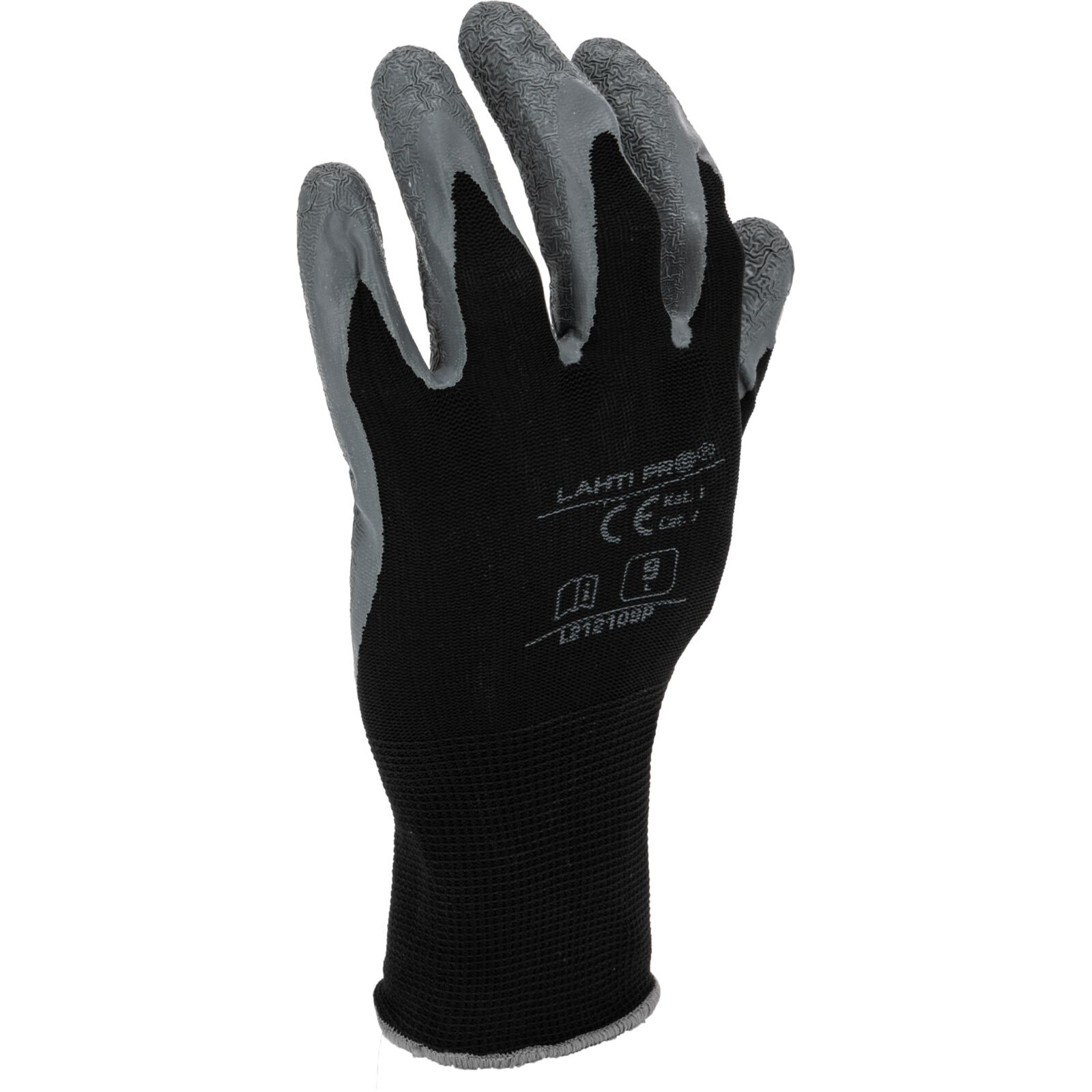 LahtiPro Arbetshandskar 12par LATEX BLACK-GREY, CE, LAHTI (Handskestorlek : 9 [L] Handlängd 19,2cm Omkrets 22,9cm) - 5