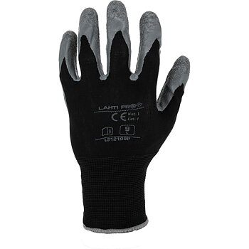 LahtiPro Arbetshandskar 12par LATEX BLACK-GREY, CE, LAHTI (Handskestorlek : 9 [L] Handlängd 19,2cm Omkrets 22,9cm)