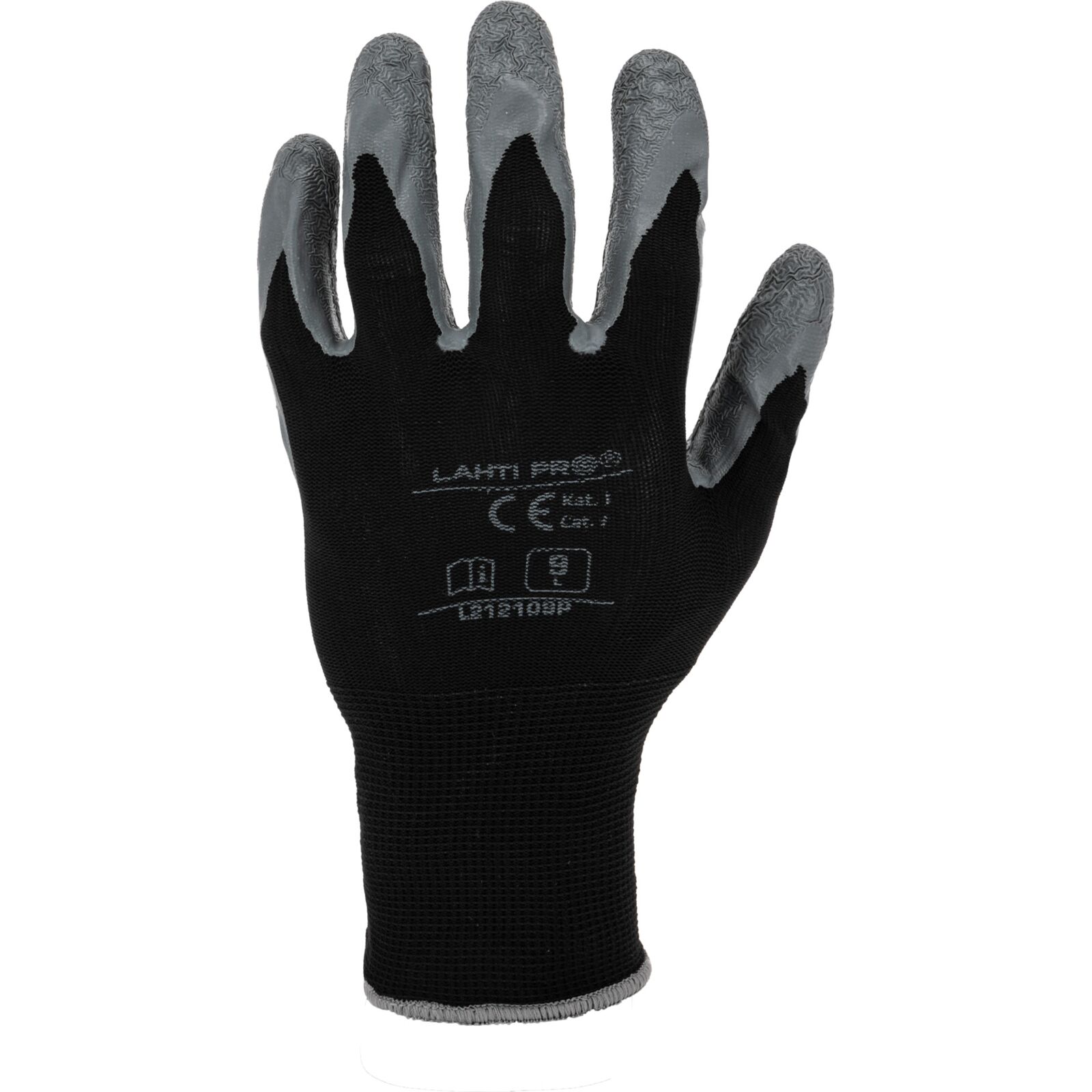 LahtiPro Arbetshandskar 12par LATEX BLACK-GREY, CE, LAHTI (Handskestorlek : 10 [XL] Handlängd 20,4cm Omkrets 25,4cm) - 2