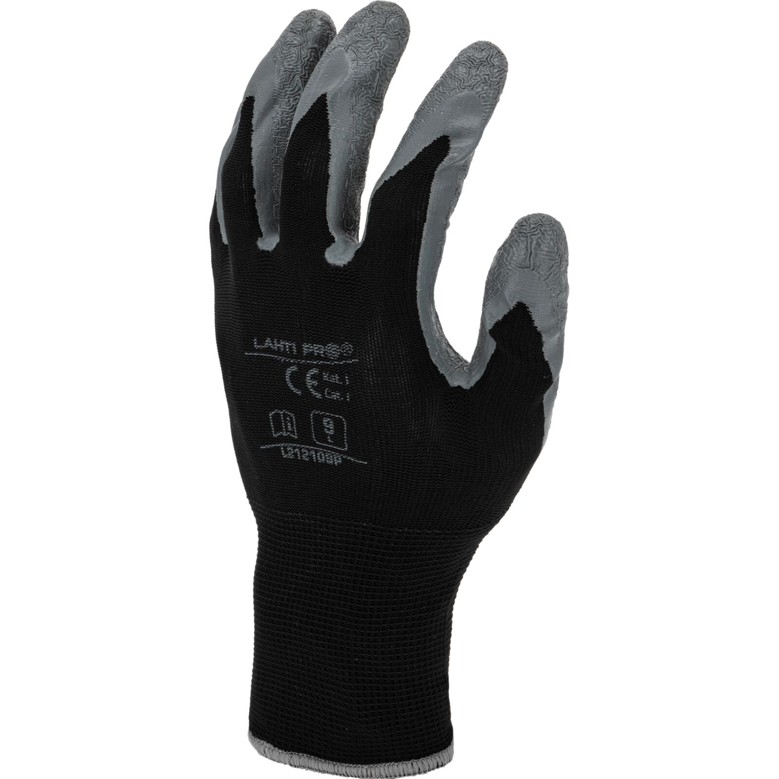 LahtiPro Arbetshandskar 12par LATEX BLACK-GREY, CE, LAHTI (Handskestorlek : 10 [XL] Handlängd 20,4cm Omkrets 25,4cm) - 3