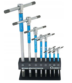 Insexnyckel sats, T-handtag, 10st 2-10 mm, 125 - 248 mm precisionsnycklar inkl. metallhållare, CONDOR TOOLS